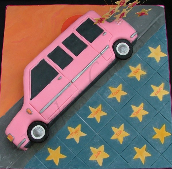 pink limo birthday cake